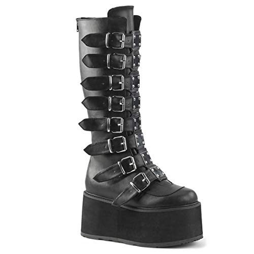 Demonia Women's DAMNED-318 Knee High Boot, Black Vegan Leather, 7 M US