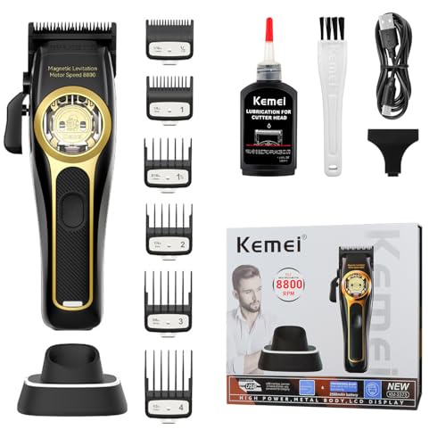 KEMEI Professional Hair Clippers for Men, Clippers for Hair Cutting, Barber Clippers, Cordless Rechargeable Hair Clipper, Haircut Clippers, Hair Cutting Tools, LED Display, Gifts for Men