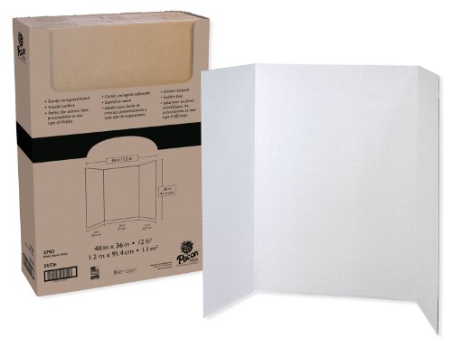 Pacon® 80% Recycled Single-Walled Tri-Fold Presentation Boards, 48" x 36", White, Carton Of 24