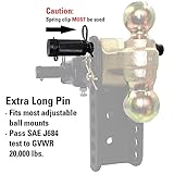 TowWorks 79830 Keyed Alike 5/8" Trailer Hitch Lock with Extra Long 4-1/2" Span, Double Safety Tow Hitch Locking Pin for 3" Receivers and Adjustable Channel Mounts