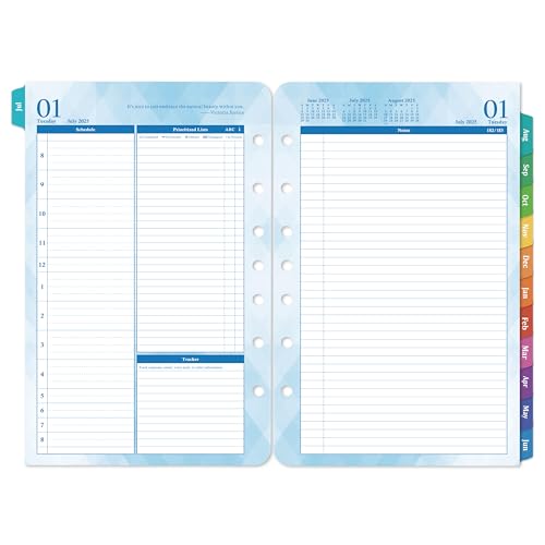 2025-2026 Planner Refills – Jul 2025, Two Pages Per Day Daily ＆ Monthly Planner 2025-2026, 5.5" x 8.4" Ring-Bound Organizer, Tabs, Quotes, Prioritized Task, Daily Tracker/Notes, Appointment Schedule