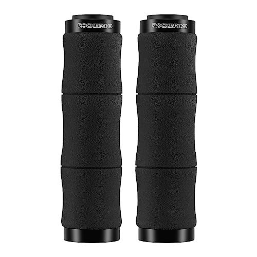 ROCKBROS Mountain Bike Handlebar Grips Shock Absorption Comfortable Foam Soft Non-Slip Double Locked on Bicycle Grips for BMX MTB Scooter E-Bike
