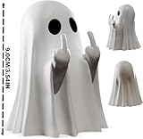 Gladyell Halloween Ghost Figurine - Spooky Resin Middle Finger Ghost Statue, Cute Ghost Decor for Halloween Decorations, Porch and Indoor Spooky Home Decor