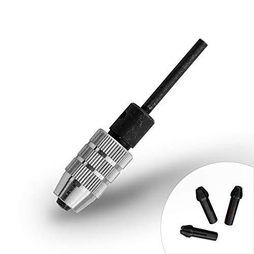 GYROS Keyless Mini Adapter Chuck, ⅛ Inch Straight Shank with 3 Collets, Small Drill Bit Adapter Chuck sized 0 to 0.098 Inch for Micro Drill Bits #40-#80, Micro Drill Chuck for Dremel and Power Tools