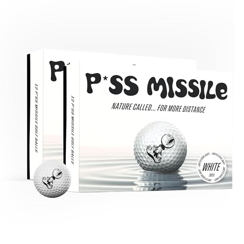 P*ss M*ssile Limited Edition White Distance Golf Balls, 2 Dozen - 4-Layer Design: Surlyn Cover and High-Compression Core - Lower Spin & Ideal Trajectory for Longer, Straighter Shots