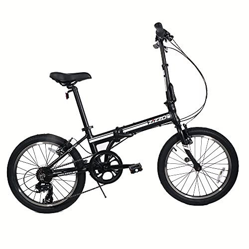 ZiZZO Campo 20 inch Folding Bike with 7-Speed, Adjustable Stem, Light Weight Frame (Black)