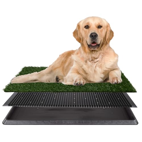 Artificial Grass Puppy Pee Pad for Dogs and Small Pets - 20x30 Reusable 3-Layer Potty Training Pad with Tray - Dog House and Pet Supplies by PETMAKER