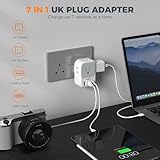 US to UK Plug Adapter 3 Pack, TESSAN Type G Adapter for Travel with 4 Outlets 3 USB Charger(1 USB C), Ireland Power Adaptor for USA to England London Scotland Dubai Singapore Hong Kong Qatar