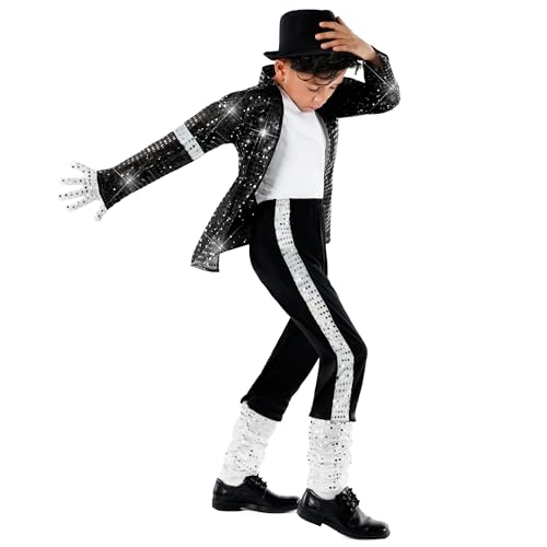 Morph Popstar Costume for Kids 80s Disco Outfits for Boys Retro Costume Kids 80s Party Wear Fun Dress Up, Medium
