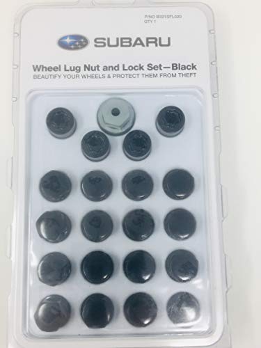 Subaru Genuine Subaru Wheel Lug Nut & Lock Set Black B321SFL020 Aluminum OEM Outback WRX Sti Legacy Forester Crosstrek BRZ Impreza Ascent