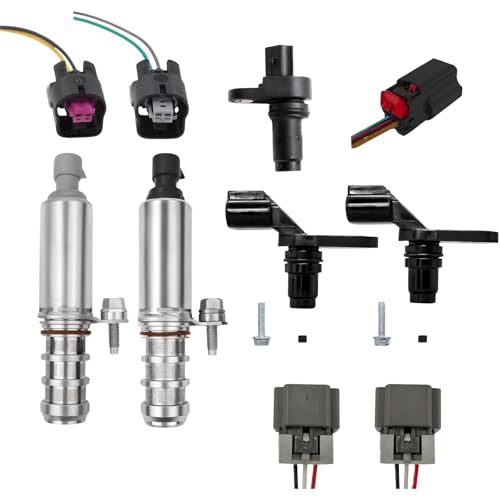 AUTO OCCASION VVT Intake & Exhaust Camshaft Position Actuator with Crank/Camshaft Sensor Wiring Harness Kit Compatible with Buick GMC Pontiac Chevrolet Saab Saturn 12655420 12655421 12577245 12588992