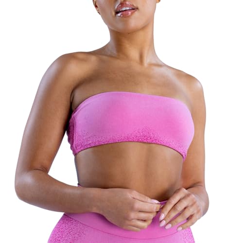ABOCIW Sports Bras for Women Padded Bandeau Bra Bralette Tube Top Yoga Wireless Crop Tops Strapless Workout Gym Bra Pink Medium