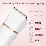 Electric Bikini Trimmer for Women - 4 in 1 Electric Shaver for Women, Waterproof Pubic Hair Trimmer and Facial Hair Remover, Replaceable Razors & Nose Hair Trimmer, Rechargeable Women's Grooming Kit