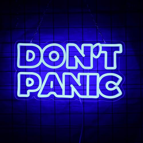 Don't Panic Neon Sign - Book Lover Gift, LED Neon Light Decor for Book Obsessed, Back to School Gift, Mental Health Neon Light, Positive Wall Art