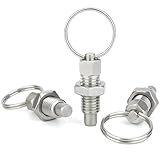 Vleant 4pcs Stainless Steel Pull Ring Indexing Plunger, M8 Retractable Spring Manual Plunger Quick Release Pin Spring-Loaded Plunger Pulls Ring Spring Plunger Replacement