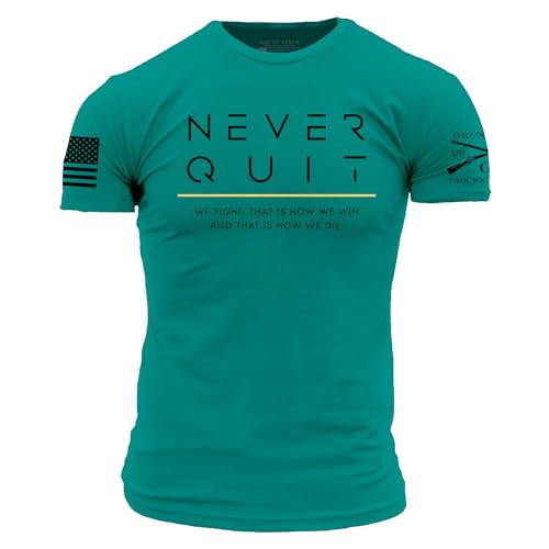 Grunt Style Never Quit Men's T-Shirt - (Heather Aqua, X-Large)