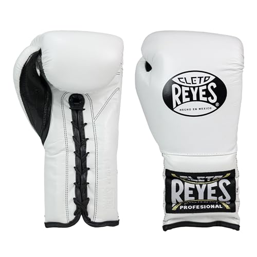 CLETO REYES Traditional Professional Boxing Gloves with Laces for Training, Sparring and Heavy Punching Bags for Men and Women, MMA, Kickboxing, Muay Thai, 12oz, White