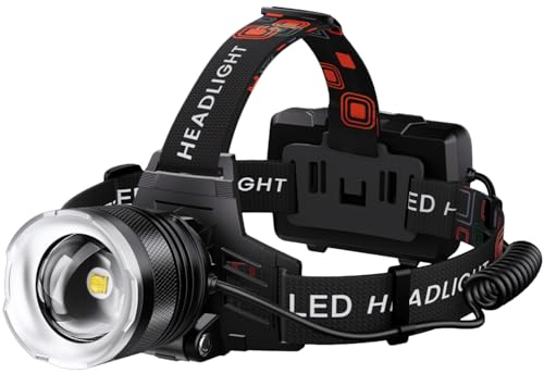 AMAKER LED Rechargeable Headlamp, Super Bright with 5 Modes Head Lamp & IPX7 Waterproof USB Rechargeable Headlight, Zoomable Headlamp for Adults, 90° Adjustable for Camping, Running, Cycling, Climbing