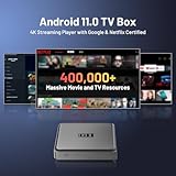 Android 11.0 TV Box - G1 Smart TV Box Compatible with Netflix Google Certified, 4GB RAM+32GB ROM Streaming Media Player, 4K60fps HDR 10+, Dolby Vision&Audio, WiFi 6, BT 5.0, Voice Control/Chromecast