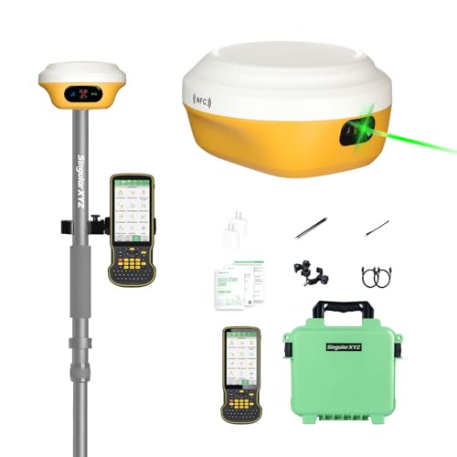 SingularXYZ L1-Laser IMU GNSS RTK Surveying Equipment, GPS RTK with Integrated Laser Measurement, GNSS Rover Receiver Handheld Collector with Software, 1cm Accuracy |15km UHF |Double 60°Tilt Surveying