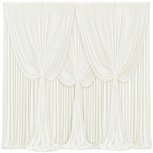 4 Panels Ivory Backdrop Curtains for Wedding Party Wrinkle Free Backdrops Curtain Drapes Fabric Decorations Photo Back Drop Cloth for Baby Shower Photography Stage Reception 20ft(W) x 12ft(H)