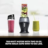 Ninja Fit Compact Personal Blender, Portable Blender for-Smoothies, Shakes, Food Prep, and Frozen Blending, 700-Watt Base, (2) 16-oz. Cups and Spout Lids, Black QB3001SS