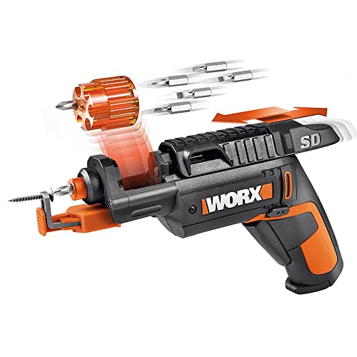 WORX WX255 | 4V Screwdriver | Automatic Bit Change | Screw Adapter | Includes Bit Kit | LED Light | Lightweight and Compact | Screwing Efficiency