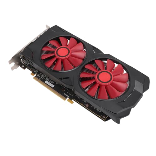 Yunir Game Graphics Card, RX580 8GB GDDR5 256bit Quiet Cooling Fan PCIe Gaming Graphics Card, with PCI Express 2.0 16X Slot, PCB Material, for Desktop PC