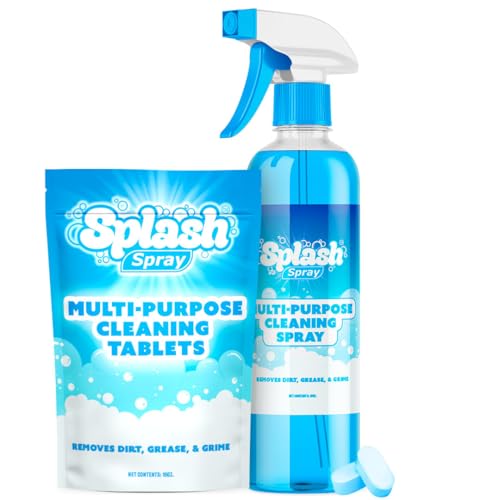 Splash Spray Multi-Purpose Cleaning Tablets - 5x Cleaning Tablets with Refillable Spray Bottle - Fresh Scent All-Purpose Cleaner