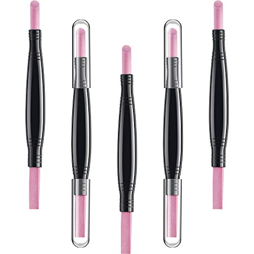 5 Pieces Pumice Stone Nail File Polishing Pen Stick Double-Headed Cuticle Pusher Remover Trimmer Buffer Pen Art Tools Household Beauty Salon Peeling Dead Skin Repairing