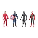 Avengers Marvel Endgame Titan Hero Series 12" Action Figures Captain America, Iron Spider, Black Panther, and Iron Man (4 Action Figures)