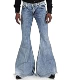 Men's Vintage Bell Bottom Jeans 60s 70s Outfits for Men,Mens Bell Bottoms Disco Pants Flared Jeans Light Blue