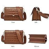 FOXLOVER Crossbody Bags for Women Alligator work Shoulder Bag Flap Purse with 2 straps（Brown）