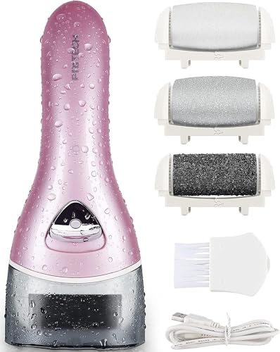 Electric Feet Callus Removers Rechargeable,Portable Electronic Foot File Pedicure Tools, Electric Callus Remover Kit,Professional Pedi Feet Care Perfect for Dead,Hard Cracked Dry Skin（Pink）