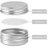 0.5 oz Screw Top Aluminum Tin Jar with Screw Lid and Blank Labels (Silver - Pack of 32)