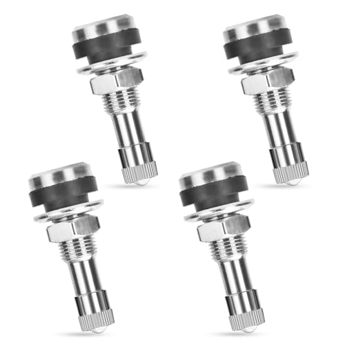 NTNEV 4 Pieces TR416 Metal Valve Stems, Tire Valve Stems Outer Mount Fits, 453" & 625" Rim Holes Long 1 1/2" (Silver)