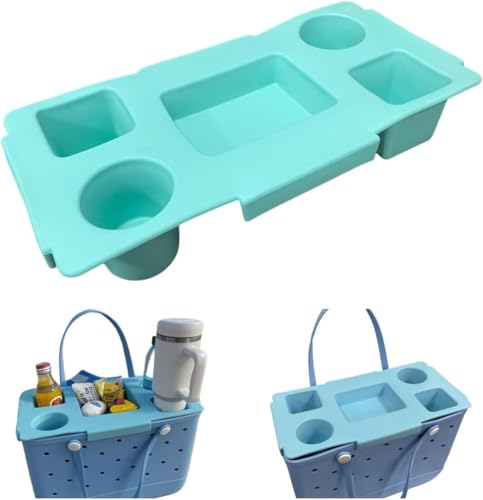 Top Cup Holder Tray Accessory for Bogg Bag X-Large，Compatible with Stanley Cup，Cup Organizer Holder Waterproof Silicone Multifunctional Storage Box for Outdoor Beath Camping Travel (Green)