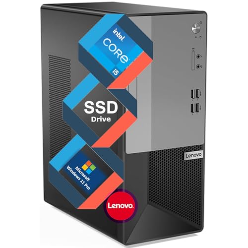Lenovo V50t Business Tower Desktop| Intel Core-i5 Processor| 32GB RAM, 2TB Storage (1TB SSD & 1TB HDD)| 4K 3-Monitor Support (DisplayPort, HDMI, VGA)| DVD-RW| Wi-Fi| Bluetooth| RJ-45 | Windows 11 Pro