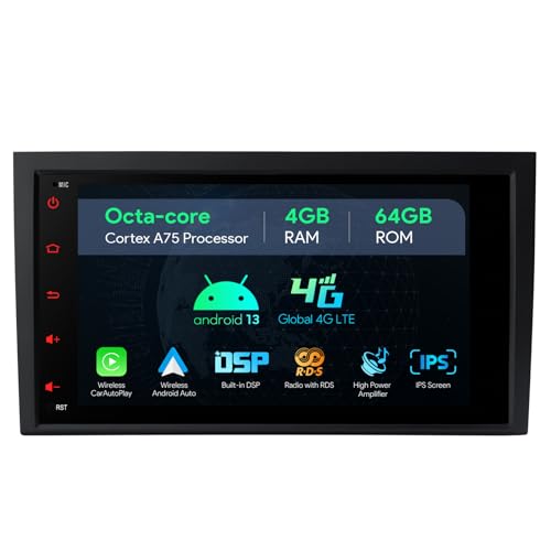 XTRONS Android 13 Car Stereo Radio Player 8 Inch IPS Touch Screen GPS Navigation Octa Core 4GB RAM 64GB ROM Bluetooth Head Unit Built-in DSP Car Play Android Auto Support 4G LTE for Audi A4 S4 RS4