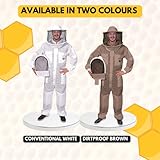 USKEEPERS 3 Layer Bee Suit, Apiarist Ultra Ventilated Beekeeping Suit for Men & Women, Beekeepers Suit with Bee Gloves & 2 Beekeeping Veils(White XL)