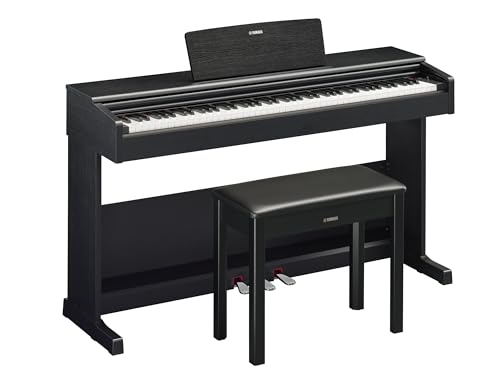 Yamaha Arius, 88-Key Weighted Action Digital Beginner and Intermediate Players, Dynamic Response, Grand Piano Sound, 3-Pedal Unit, Upright Design, Bench Included, Black, (YDP105B)