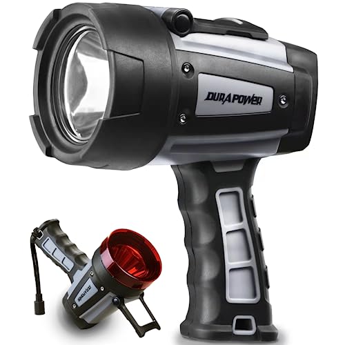 Durapower Rechargeable Spotlight, 200000 Lumen LED Handheld Spotlight, IP68 Waterproof Spotlight Flashlight Portable Marine Boat