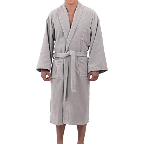 alpine swiss Aiden Mens Cotton Terry Cloth Bathrobe Shawl Collar Velour Spa Robe,Gray,X-Large/XX-Large