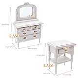 iLAND Wooden Dollhouse Furniture on 1/12 Scale for Girls of Pink Dollhouse Bedroom Set w/Piano (Sweet Doll Furniture 6pcs)