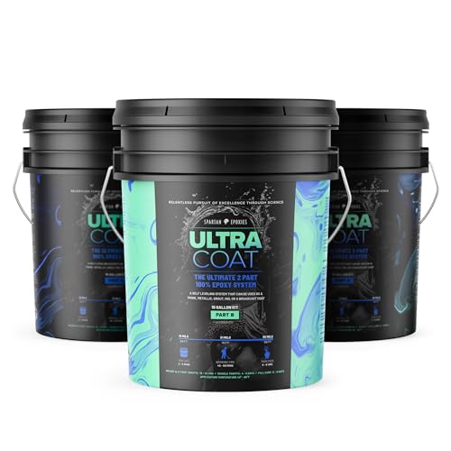 Spartan Epoxies by Fierce Brands ULTRACOAT Low-VOC Industrial Epoxy Coating System for Flooring, Metallic, Colored and Decorative Options (Clear, 15 Gallon Kit)
