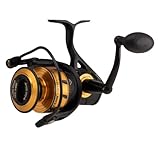 PENN Spinfisher VI Spinning Nearshore/Offshore Fishing Reel, HT-100 Front Drag, Max of 35lb | 15.8kg, Made with an All-Metal Reel Body and Spool Design,Black/Gold, 7500