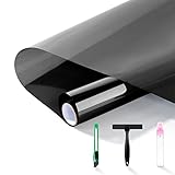 FuFin One-Way Window Privacy Film with Free Installation Tools,Premium PET Material,Heat Control 99% UV Blocking and Privacy Protection Window Film.Window Tint for Home Office (Black 41.3"×196.9")