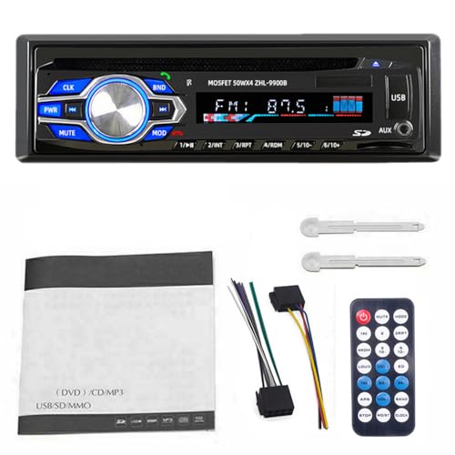 1 Din 12V Car Radio, VCD DVD CD Player Vehicle MP3 Stereo Player, Audio Stereo Receiver Support Bluetooth/FM/SD/USB/AUX/U Disk