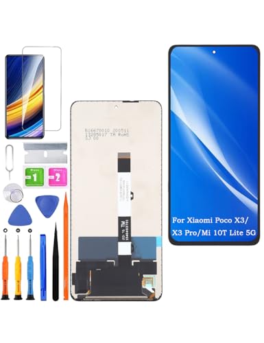 Screen Replacement for Xiaomi Poco X3 / X3 Pro / X3 NFC Original, for Xiaomi Mi 10T Lite 5G LCD Touch Panel Display Digitizer Assembly Repair Parts with Kit