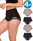 Barbra Lingerie Womens Briefs Underwear Tummy Control Panties S-Plus Size 4 Pack Girdle Panty (XL)